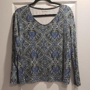 Croft & Barrow XL Multi-color Paisley Print Long-Sleeve Tee